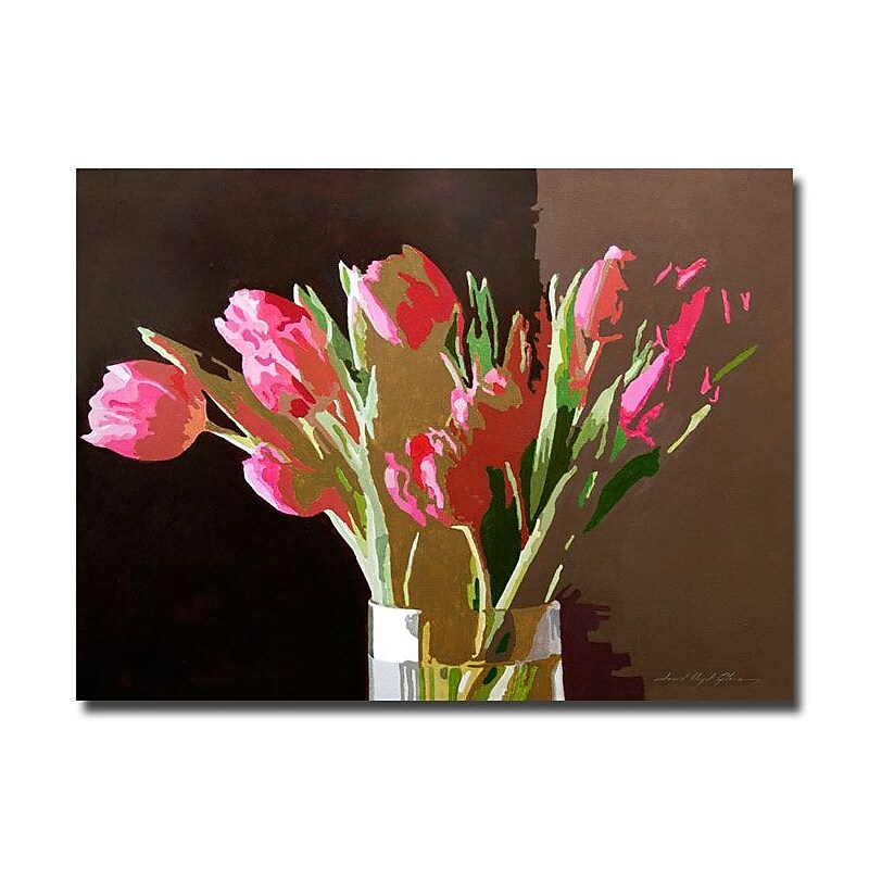 Trademark Fine Art 'Pink Tulips in Glass' 24" x 32" Canvas Art image 1