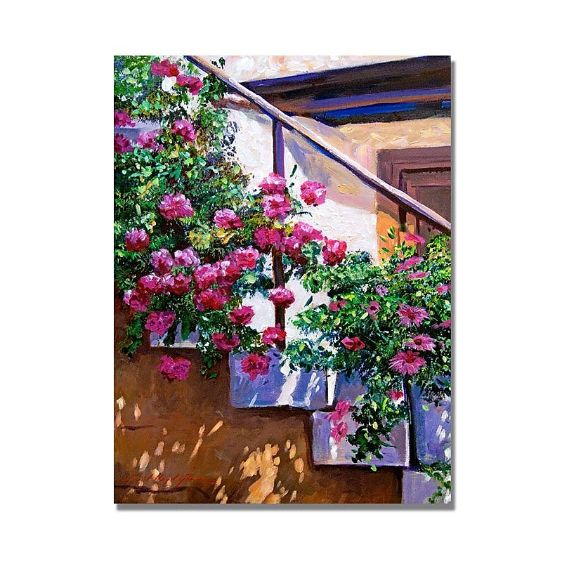 Trademark Fine Art 'Stairway Floral' 18" x 24" Canvas Art image 1
