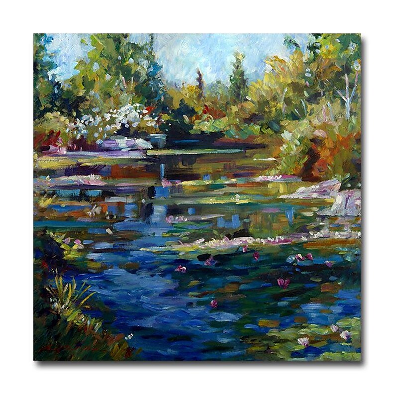 Trademark Fine Art 'Blooming Lily Pond' 35" x 35" Canvas Art image 1