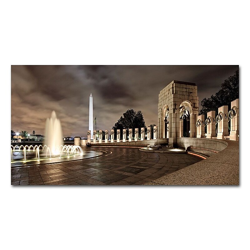 Trademark Fine Art 'World War II Memorial at Night' 12" x 24" Canvas Art image 1