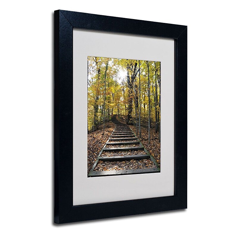 Trademark Fine Art 'Fall Stairway 2' 11" x 14" Black Frame Art image 1