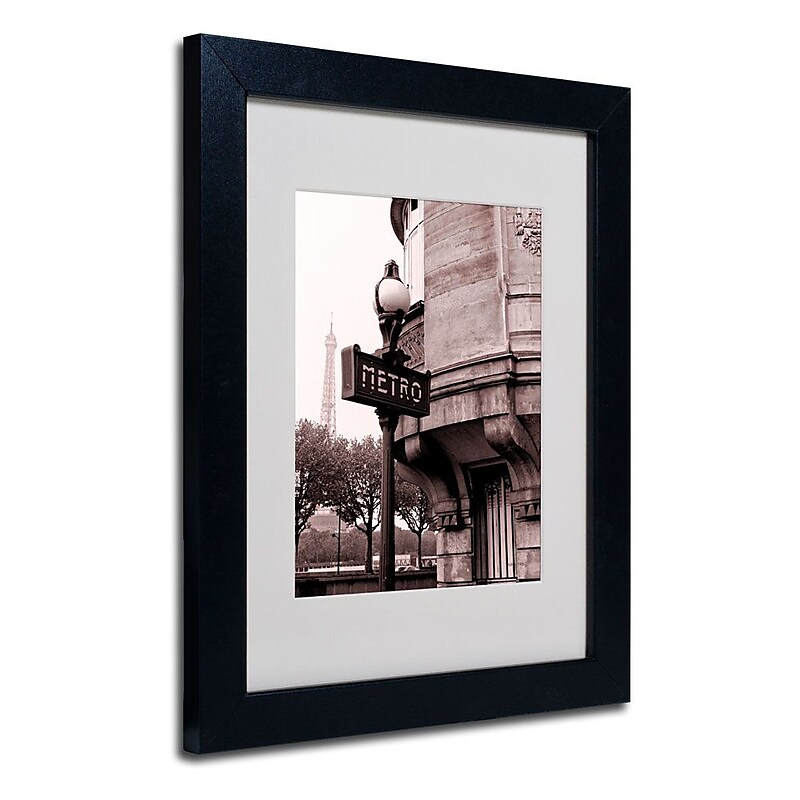 Trademark Fine Art 'Metro and Eiffel' 11" x 14" Black Frame Art image 1
