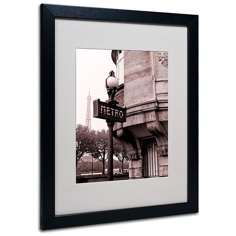 Trademark Fine Art 'Metro and Eiffel' 16" x 20" Black Frame Art image 1