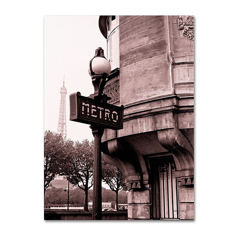 Trademark Fine Art 'Metro and Eiffel' 18" x 24" Canvas Art image 1