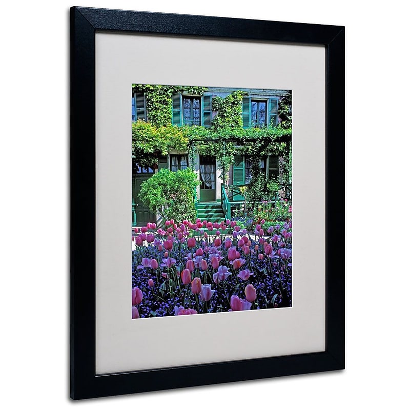 Trademark Fine Art 'Monet's House With Tulips' 16" x 20" Black Frame Art image 1