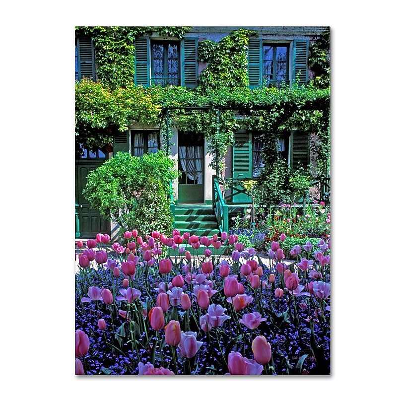 Trademark Fine Art 'Monet's House With Tulips' 14" x 19" Canvas Art image 1