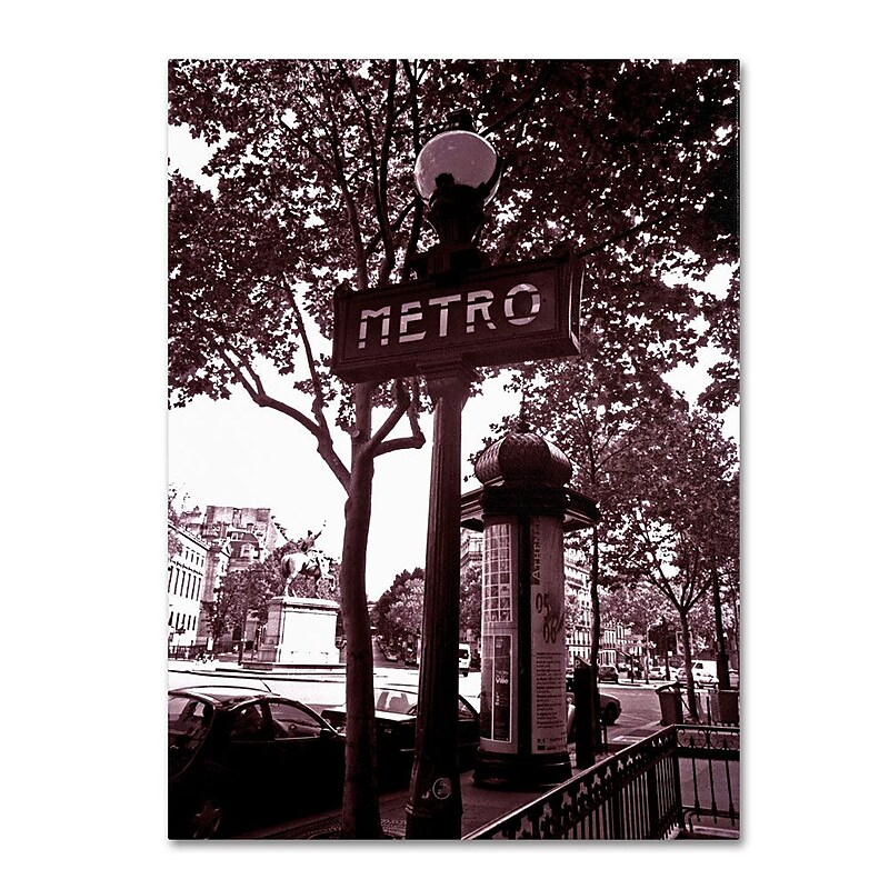 Trademark Fine Art 'Paris Metro and Kiosk 2' 35" x 47" Canvas Art image 1