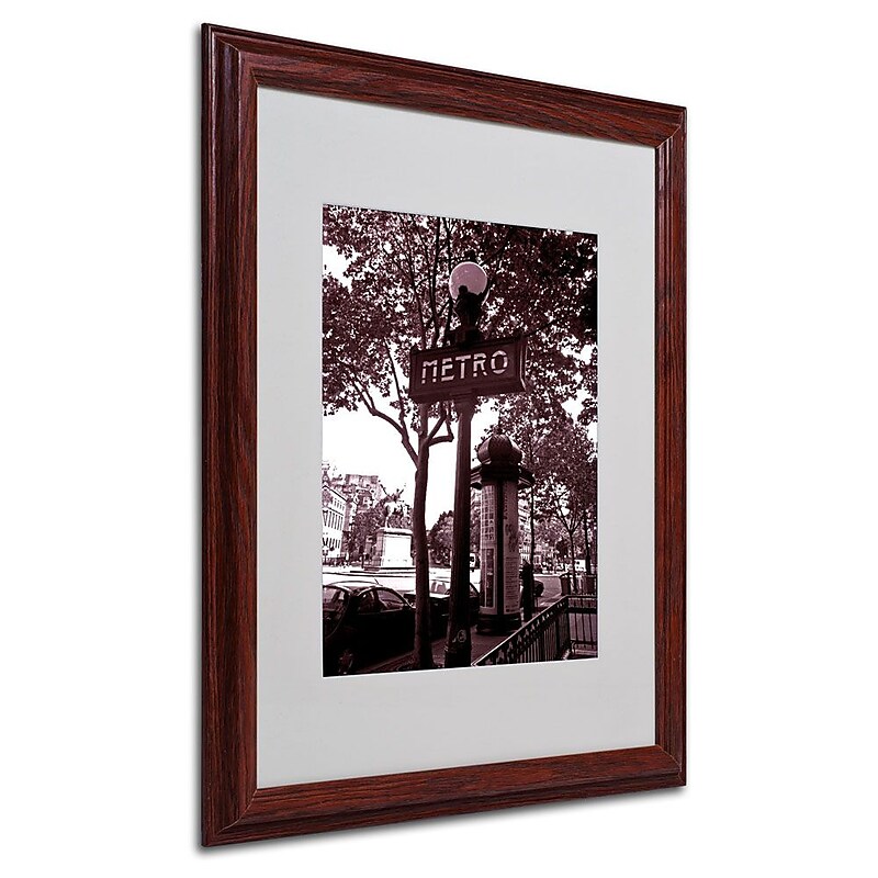 Trademark Fine Art 'Paris Metro and Kiosk 2' 16" x 20" Wood Frame Art image 1