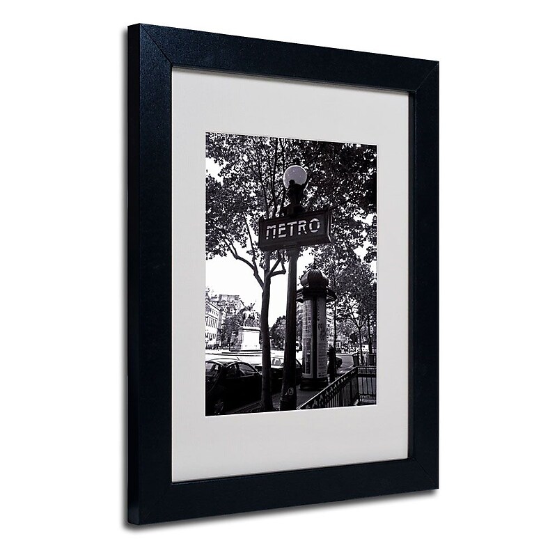 Trademark Fine Art 'Paris Metro and Kiosk' 11" x 14" Black Frame Art image 1
