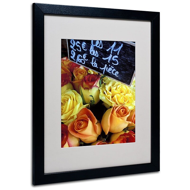 Trademark Fine Art 'Paris Roses' 16" x 20" Black Frame Art image 1