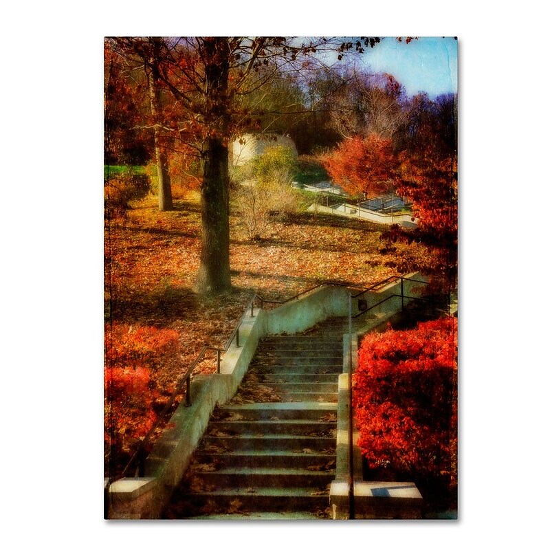 Trademark Fine Art 'Autumn Stairway' 16" x 24" Canvas Art image 1