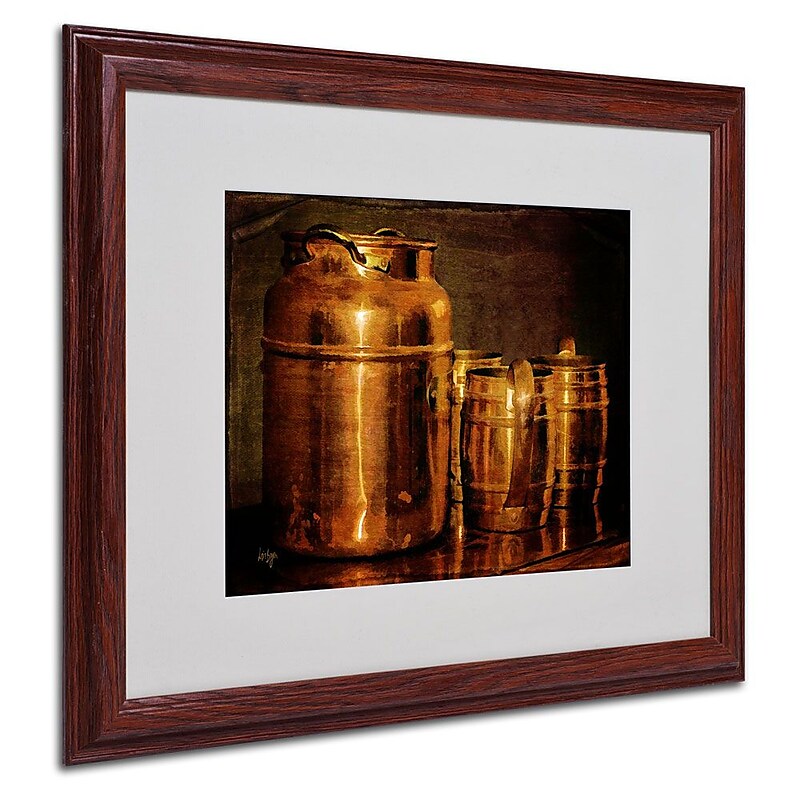 Trademark Fine Art 'Copper Jugs' 16" x 20" Wood Frame Art image 1