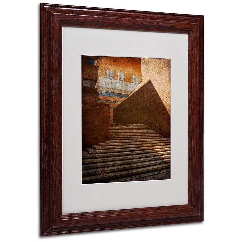 Trademark Fine Art 'Stairway In Shadow and Light' 11" x 14" Wood Frame Art image 1