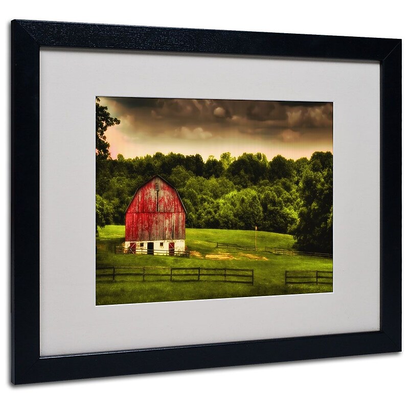 Trademark Fine Art 'Summer Evening On the Farm' 16" x 20" Black Frame Art image 1