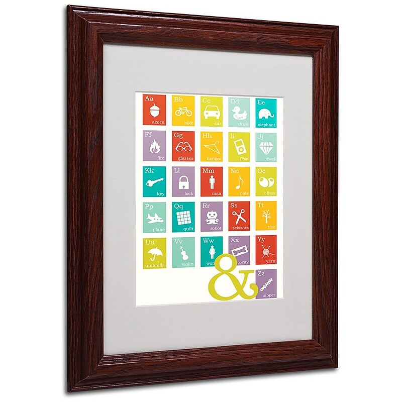 Trademark Fine Art 'Alpha Bits Rainbow' 11" x 14" Wood Frame Art image 1