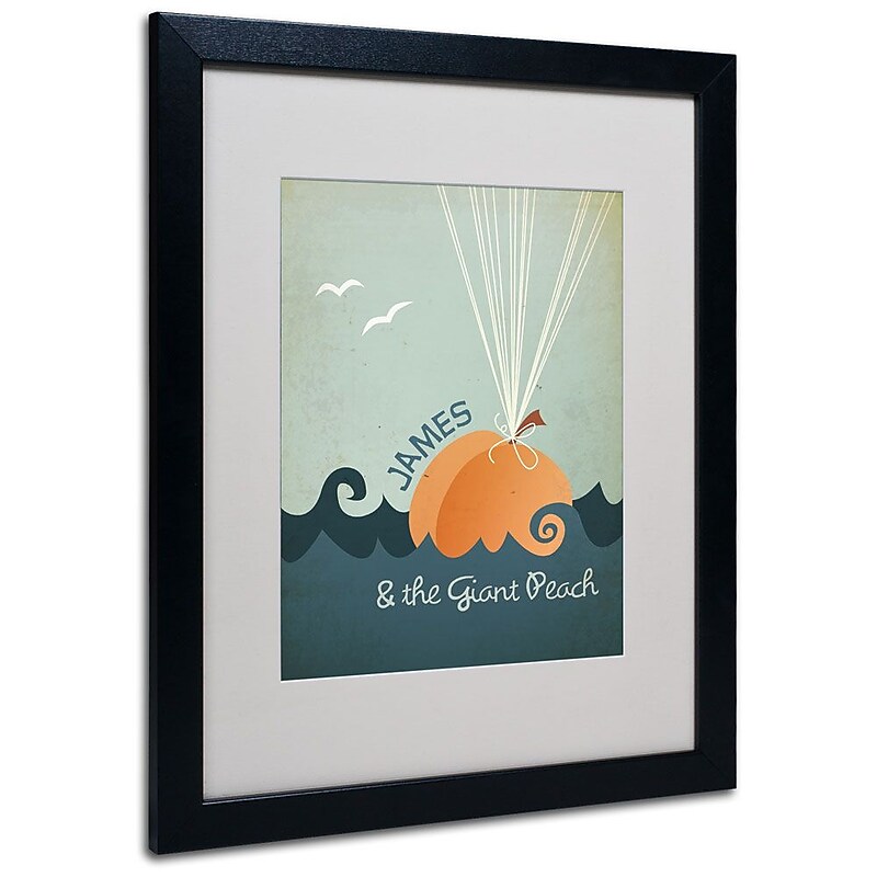 Trademark Fine Art 'James and the Giant Peach' 16" x 20" Black Frame Art image 1