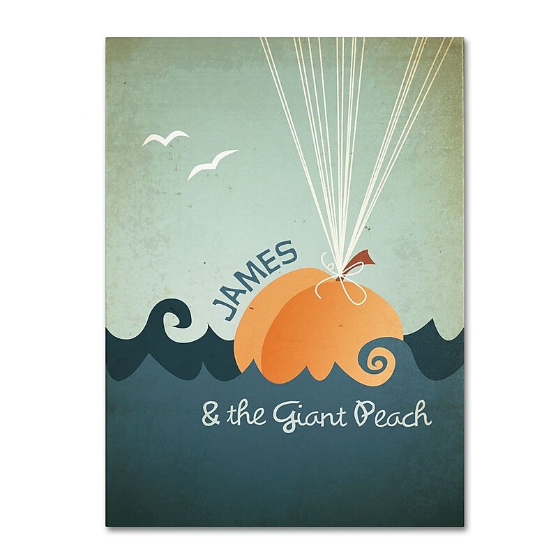 Trademark Fine Art 'James and th Giant Peach' 22" x 32" Canvas Art image 1