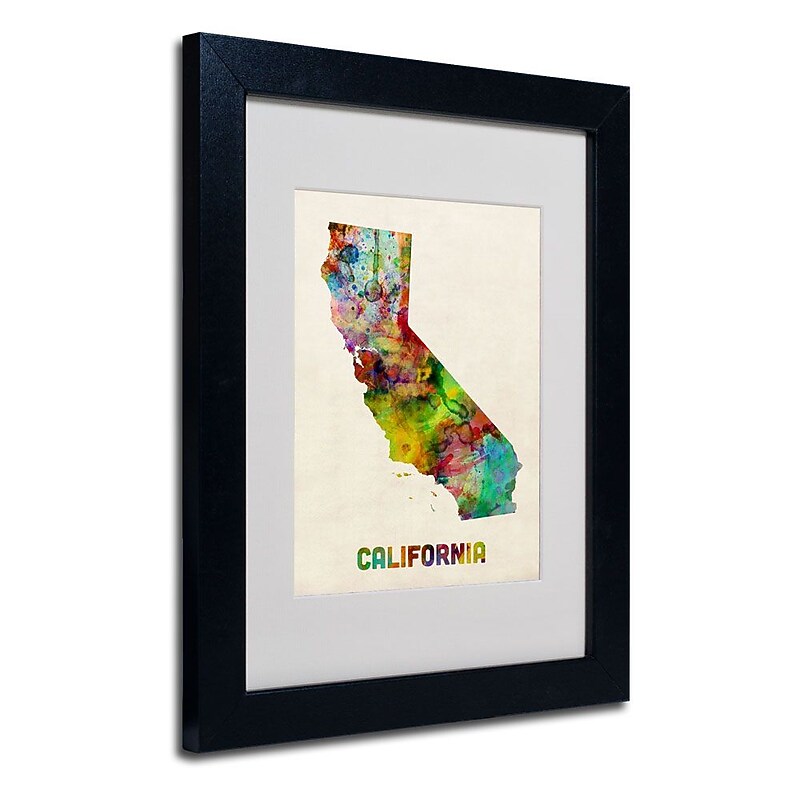 Trademark Fine Art 'California Map' 11" x 14" Black Frame Art image 1
