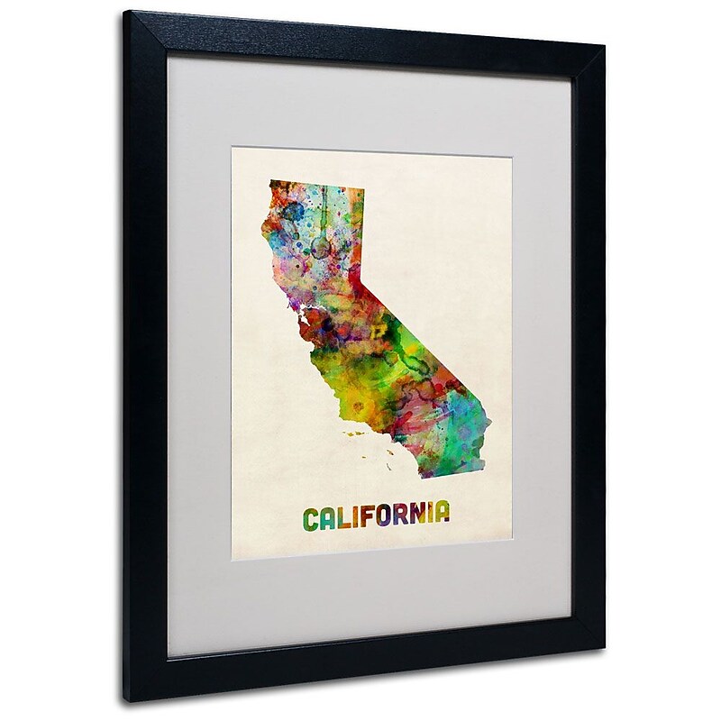 Trademark Fine Art 'California Map' 16" x 20" Black Frame Art image 1