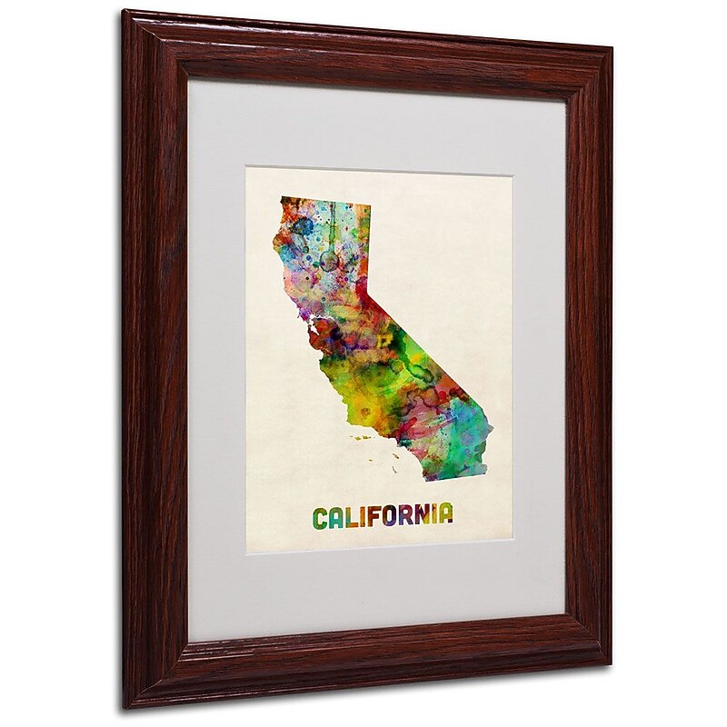 Trademark Fine Art 'California Map' 11" x 14" Wood Frame Art image 1