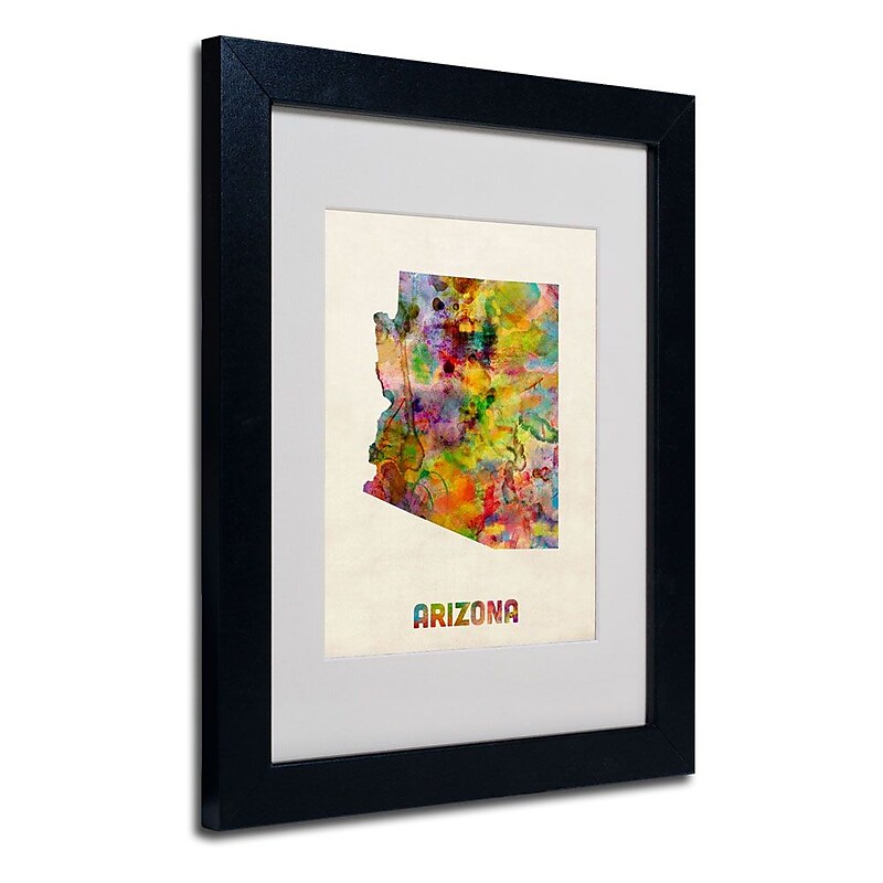 Trademark Fine Art 'Arizona Map' 11" x 14" Black Frame Art image 1