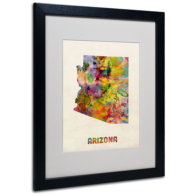 Trademark Fine Art 'Arizona Map' 16" x 20" Black Frame Art image 1