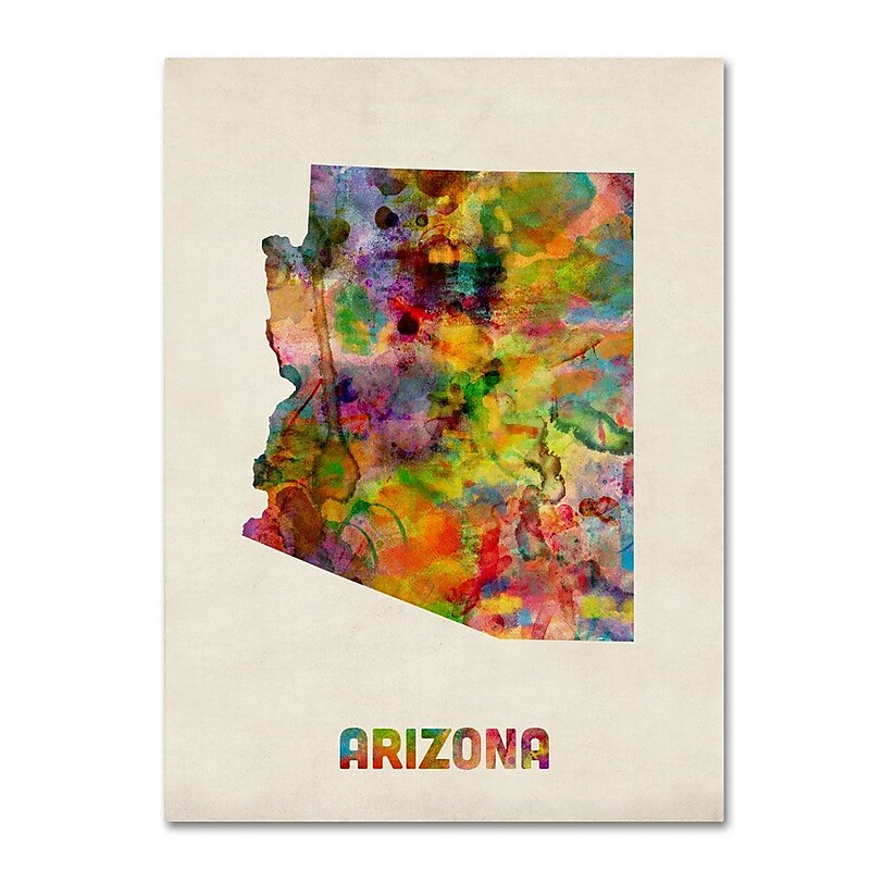 Trademark Fine Art 'Arizona Map' 14" x 19" Canvas Art image 1