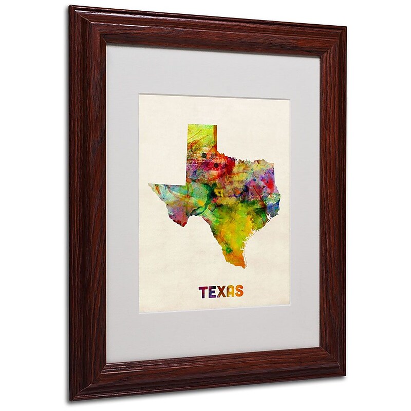 Trademark Fine Art 'Texas Map' 11" x 14" Wood Frame Art image 1