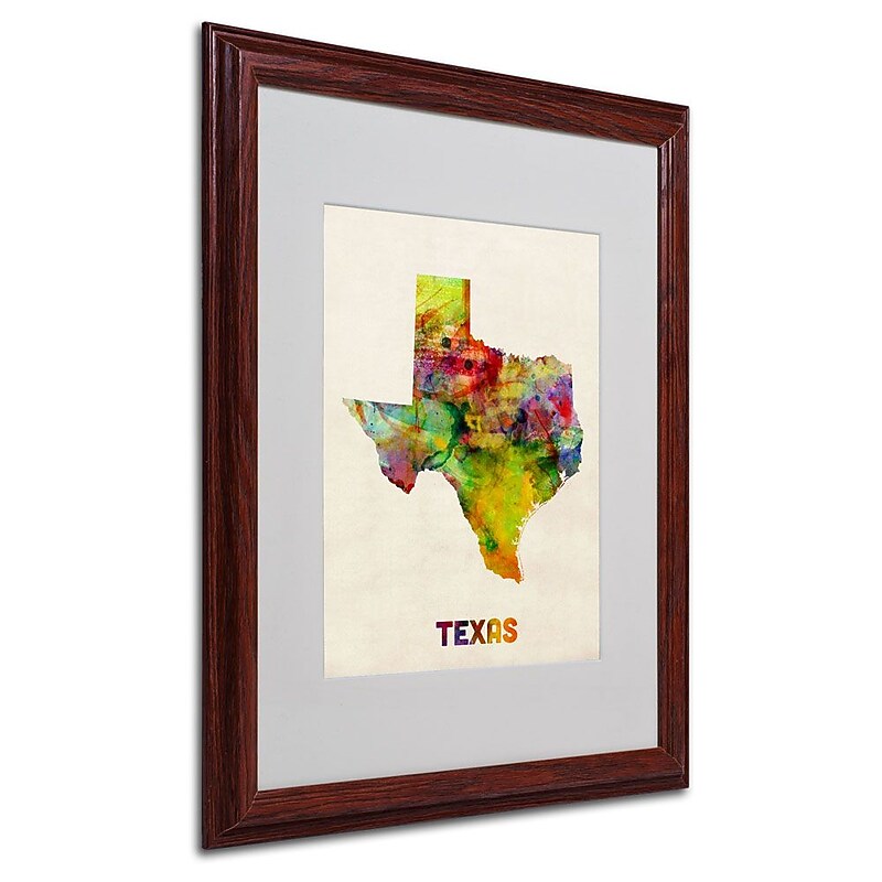 Trademark Fine Art 'Texas Map' 16" x 20" Wood Frame Art image 1