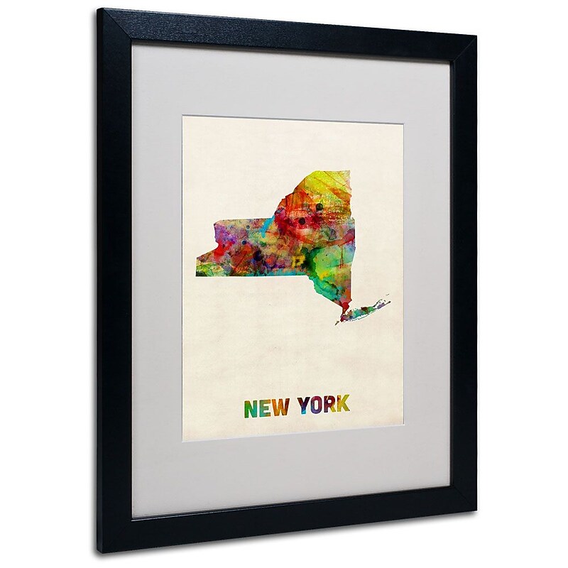 Trademark Fine Art 'New York Map' 16" x 20" Black Frame Art image 1