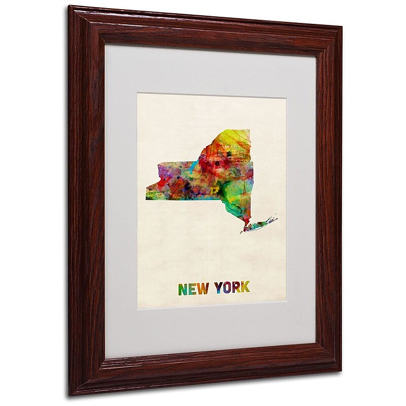 Trademark Fine Art 'New York Map' 11" x 14" Wood Frame Art image 1