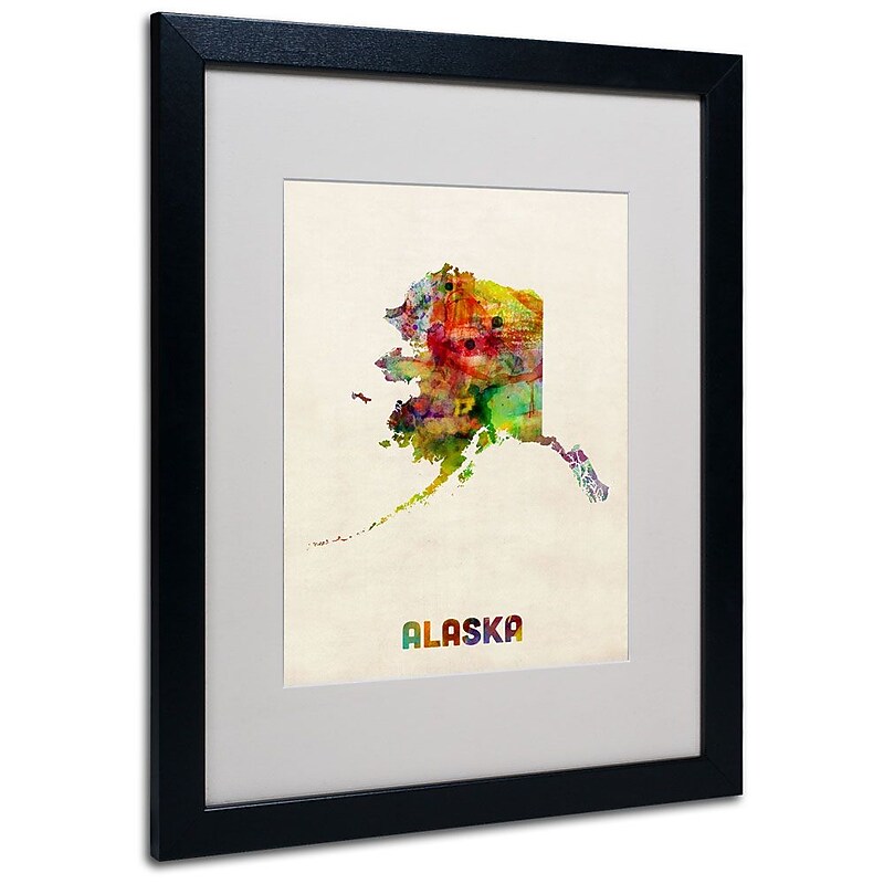 Trademark Fine Art 'Alaska Map' 16" x 20" Black Frame Art image 1