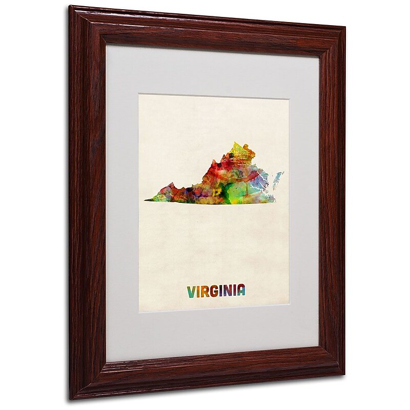 Trademark Fine Art 'Virginia Map' 11" x 14" Wood Frame Art image 1