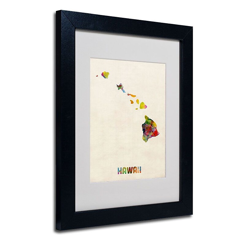 Trademark Fine Art 'Hawaii Map' 11" x 14" Black Frame Art image 1