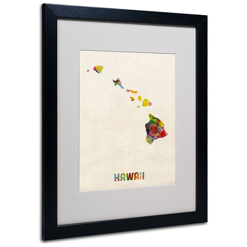 Trademark Fine Art 'Hawaii Map' 16" x 20" Black Frame Art image 1