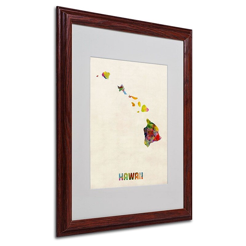 Trademark Fine Art 'Hawaii Map' 16" x 20" Wood Frame Art image 1