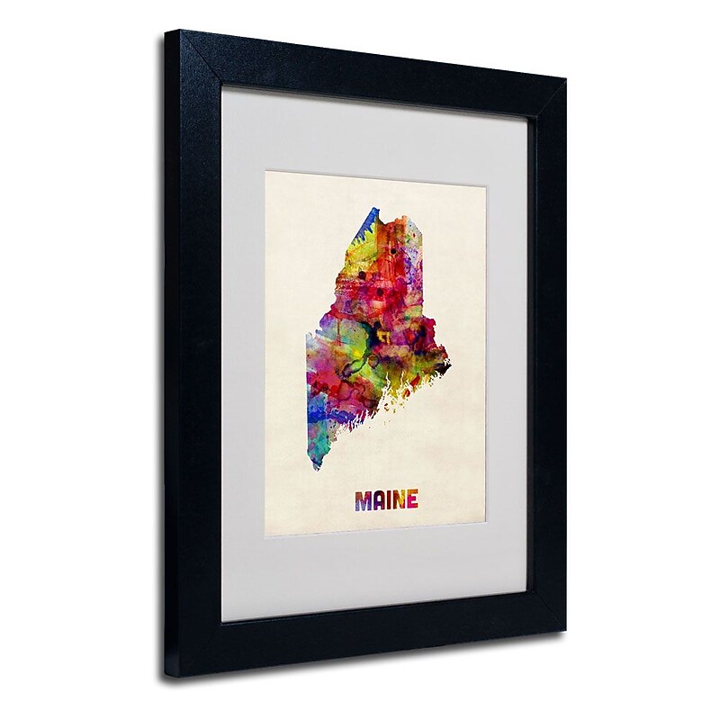 Trademark Fine Art 'Maine Map' 11" x 14" Black Frame Art image 1