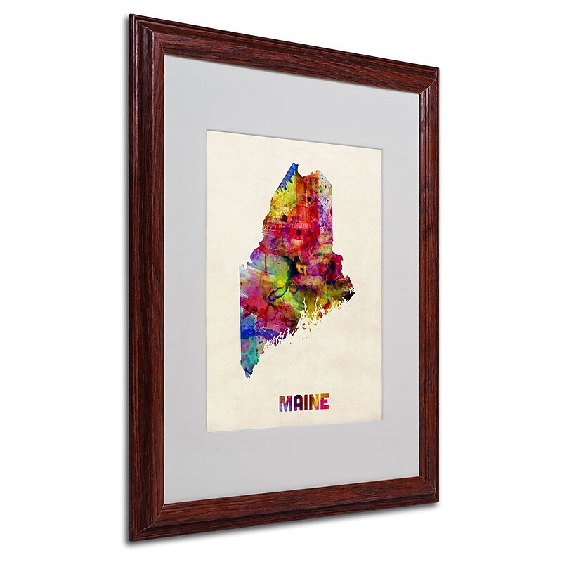 Trademark Fine Art 'Maine Map' 16" x 20" Wood Frame Art image 1