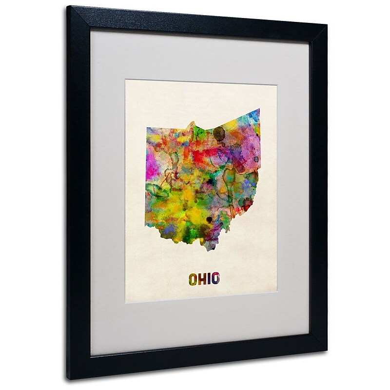 Trademark Fine Art 'Ohio Map' 16" x 20" Black Frame Art image 1