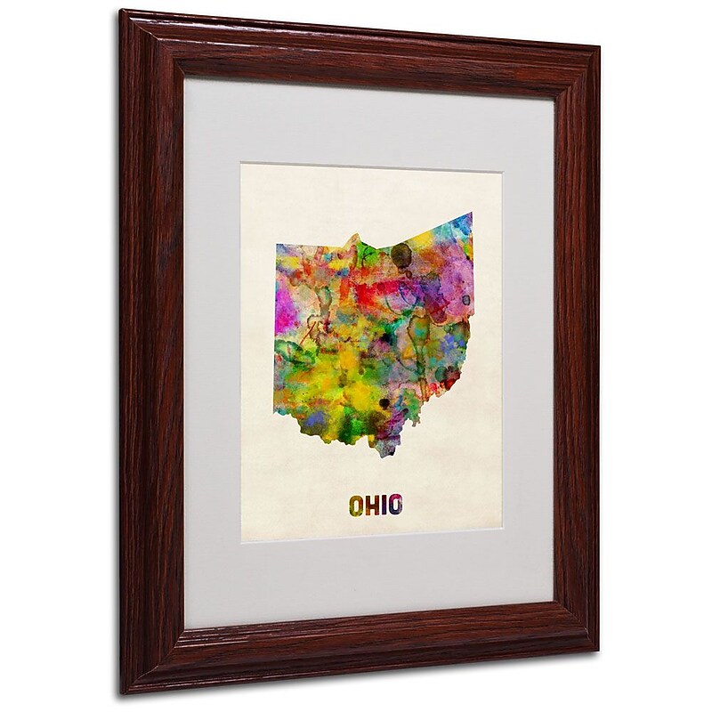 Trademark Fine Art 'Ohio Map' 11" x 14" Wood Frame Art image 1