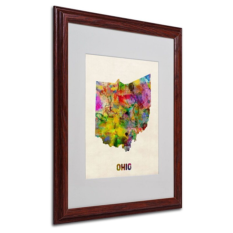 Trademark Fine Art 'Ohio Map' 16" x 20" Wood Frame Art image 1