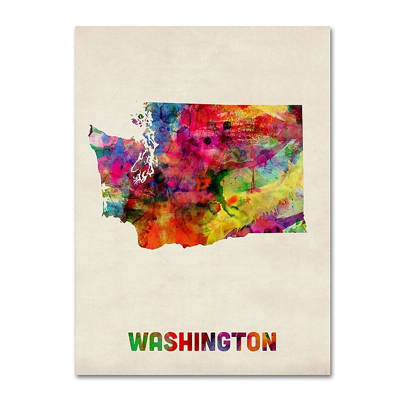 Trademark Fine Art 'Washington Map' 24" x 32" Canvas Art image 1