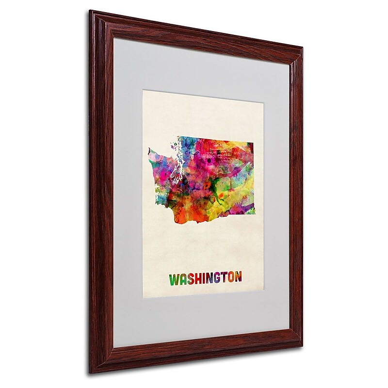 Trademark Fine Art 'Washington Map' 16" x 20" Wood Frame Art image 1