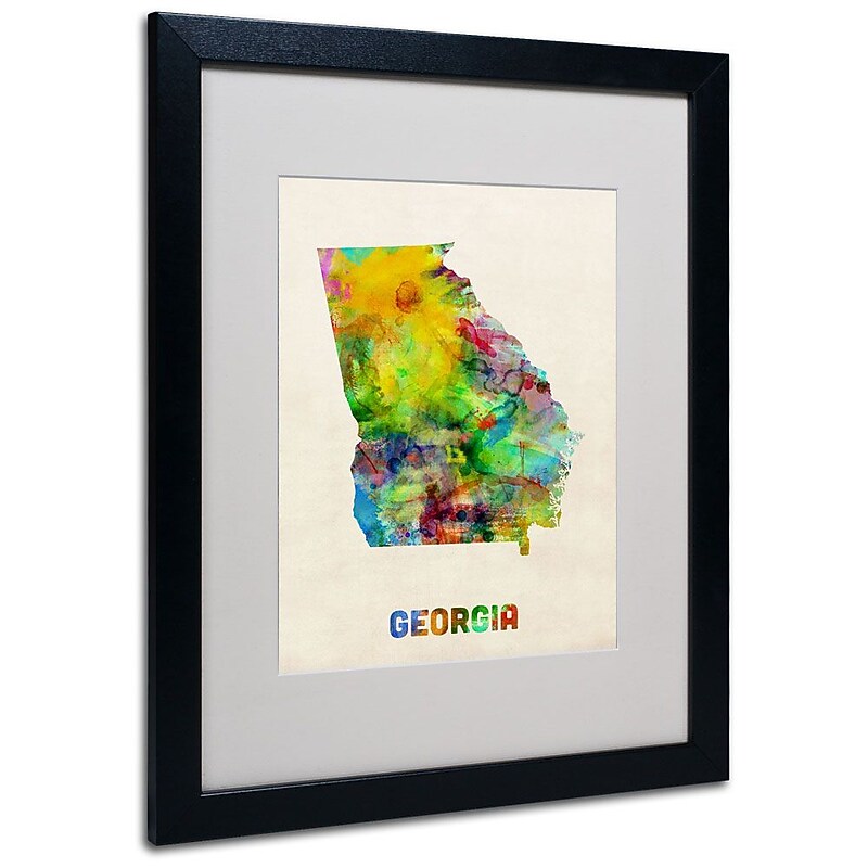 Trademark Fine Art 'Georgia Map' 16" x 20" Black Frame Art image 1