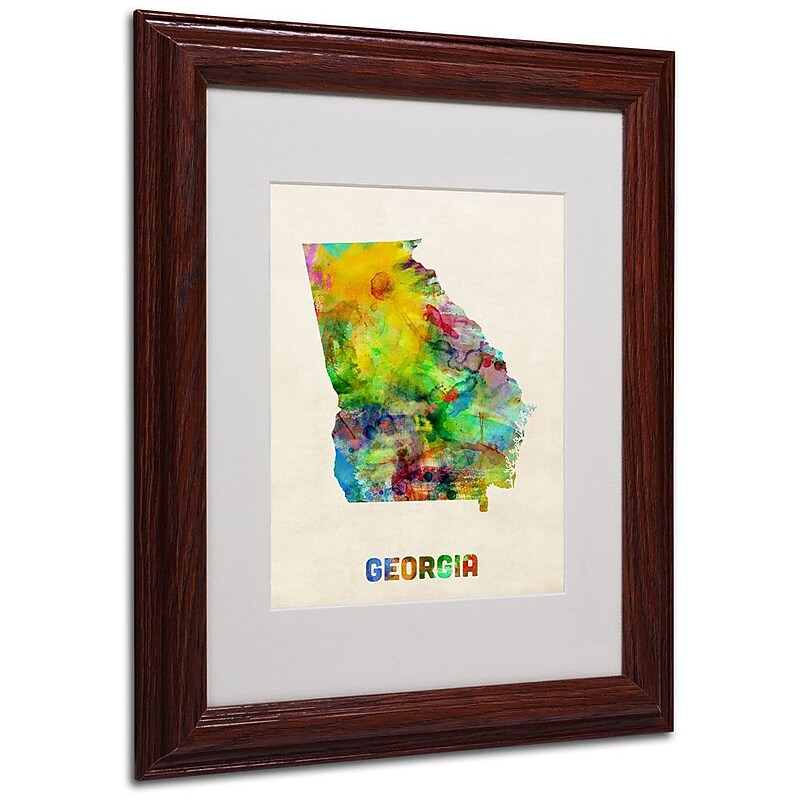 Trademark Fine Art 'Georgia Map' 11" x 14" Wood Frame Art image 1