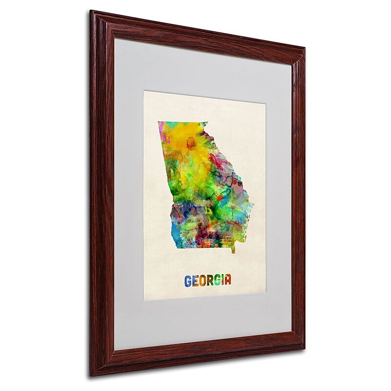 Trademark Fine Art 'Georgia Map' 16" x 20" Wood Frame Art image 1