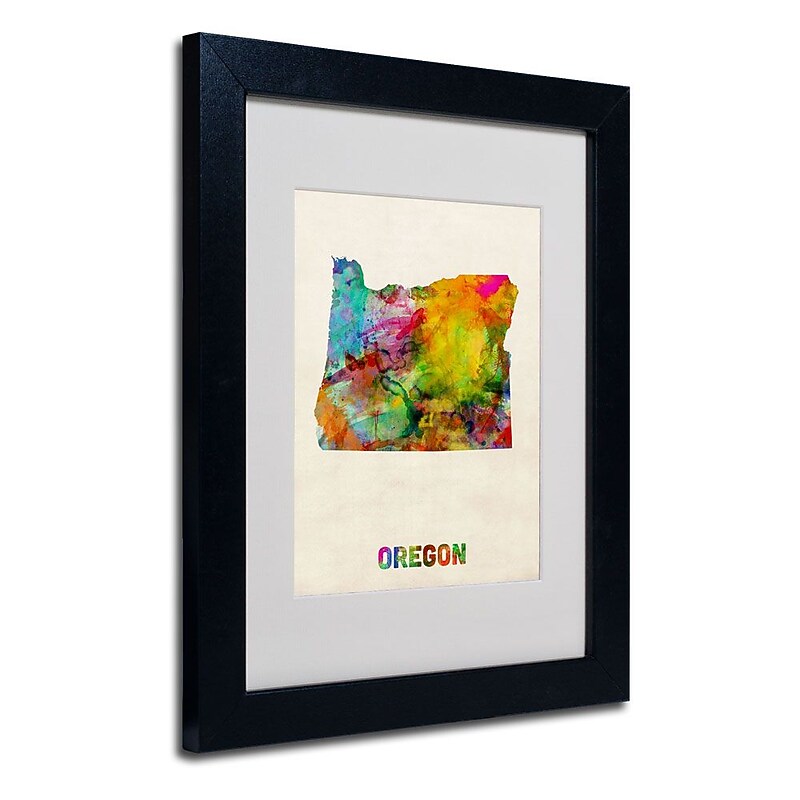 Trademark Fine Art 'Oregon Map' 11" x 14" Black Frame Art image 1