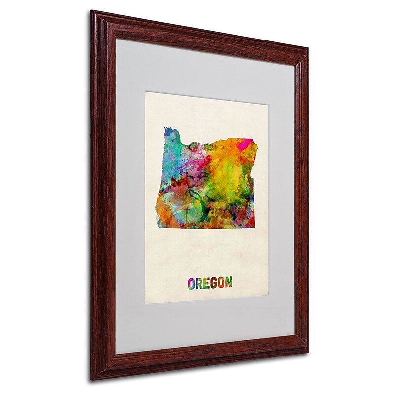 Trademark Fine Art 'Oregon Map' 16" x 20" Wood Frame Art image 1