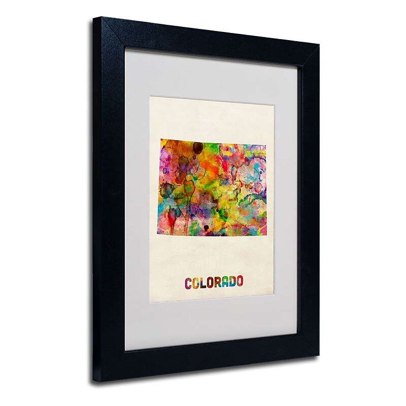 Trademark Fine Art 'Colorado Map' 11" x 14" Black Frame Art image 1