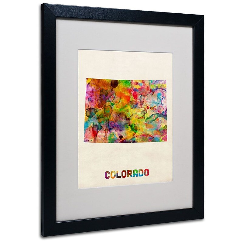 Trademark Fine Art 'Colorado Map' 16" x 20" Black Frame Art image 1